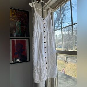 Universal Thread White Midi Dress with Button Detail
